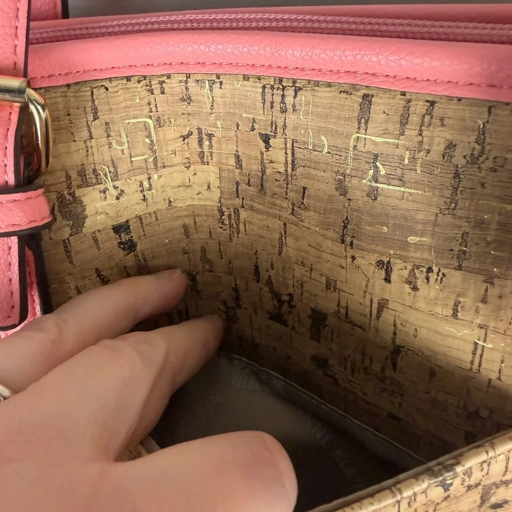 Anne Klein Tote Bag Women's Brown Faux Cork Attached Wallet Key Shoulder Strap